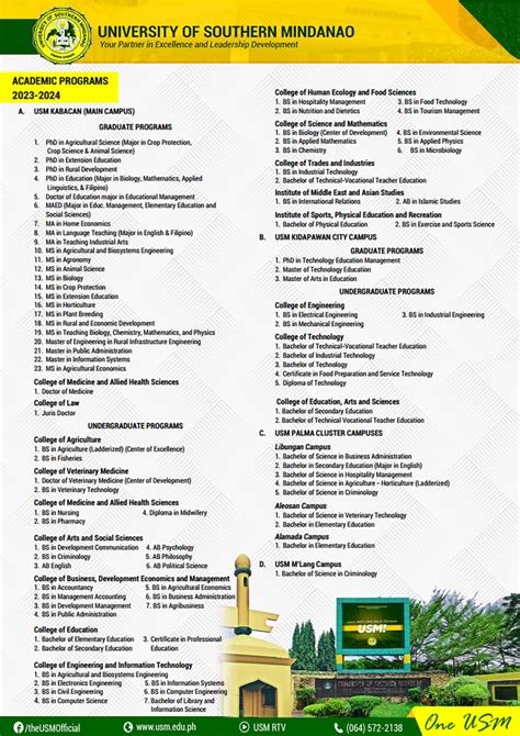 courses offered in usm kabacan